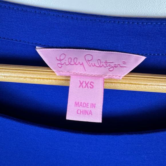 Lilly Pulitzer Lula Dress in Twilight Blue Sz XXS Ruffle Sleeve Preppy Vacation - Picture 5 of 11